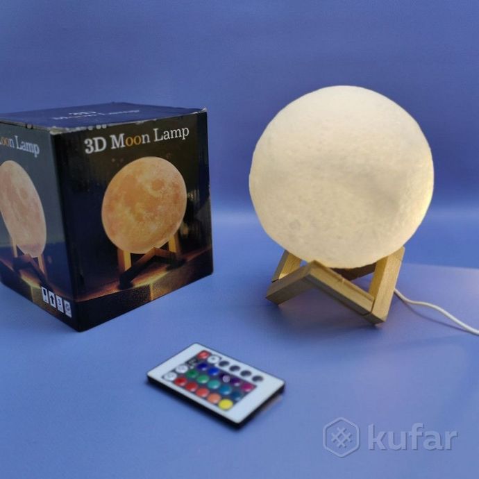 фото лампа  ночник moon lamp humidifier с пультом управления / луна объемная 1