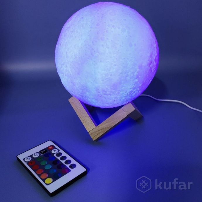фото лампа  ночник moon lamp humidifier с пультом управления / луна объемная 9