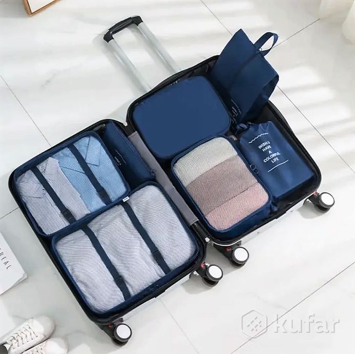фото дорожный набор органайзеров для чемодана travel colorful life 7 в 1 (7 органайзеров разных размеров) 7
