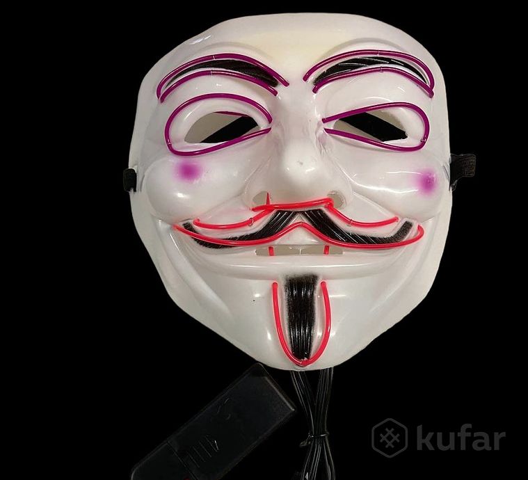 фото маска гай фокс неоновая с подсветкой (анонимус) 0