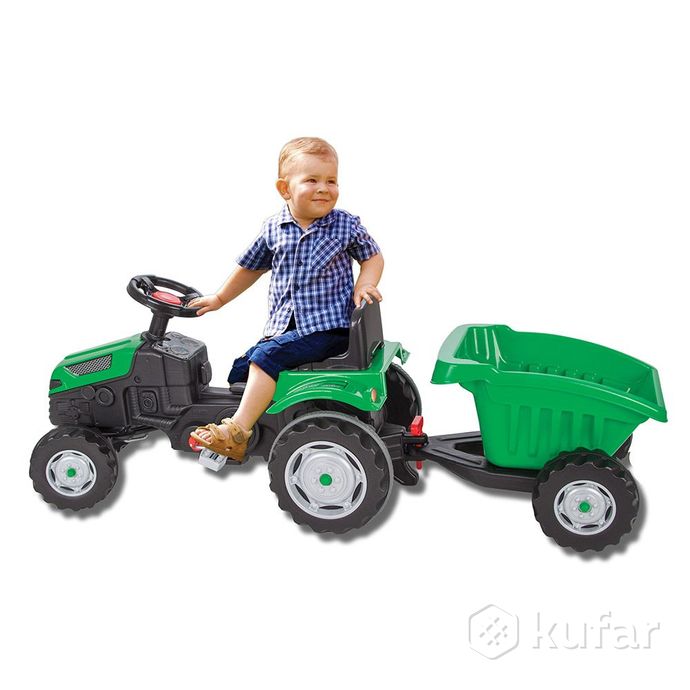 фото педальная машина трактор с прицепом pilsan (3-6 лет) 1