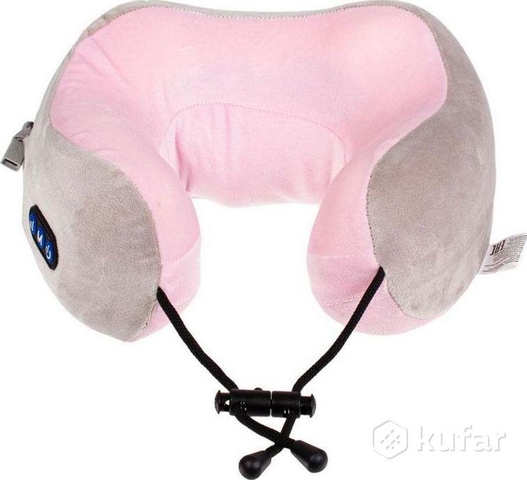 фото дорожная подушка-подголовник для шеи с завязками bradex kz 0559 серо-розовая 4