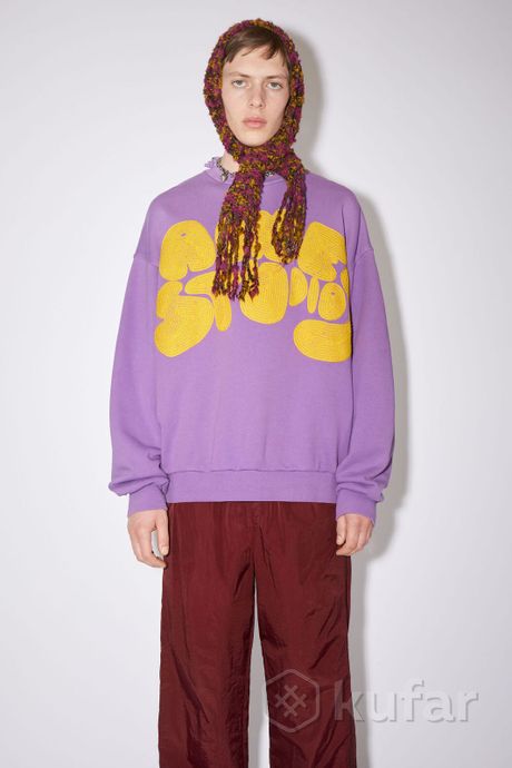 фото свитшот acne studios crew neck bubble logo sweater lilac purple 1