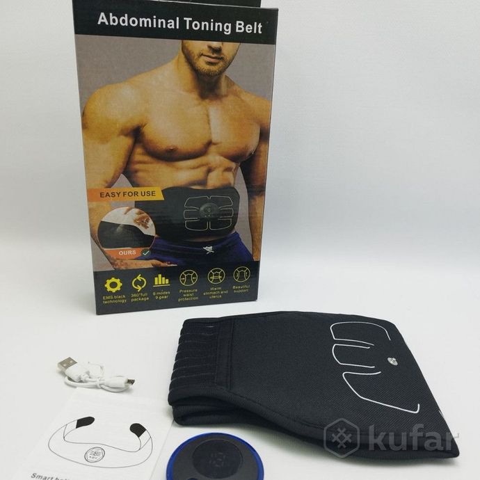 фото массажер электрический миостимулятор живота ems abdominal toning belt для мужчин и женщин (8 режимов 9