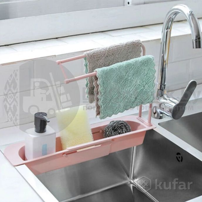 фото органайзер для раковины kitchen organizer (мыло, губки, салфетки) кухонная подвесная полка держатель 9
