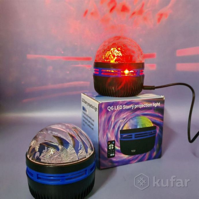 фото проектор  ночник мерцание led q6 star light с пультом ду (режимы подсветки, датчик звука) 7