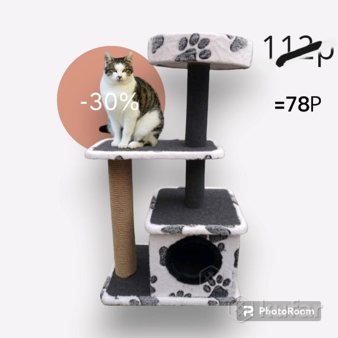 фото кошкин дом когтеточка с лежанкой с верху  2
