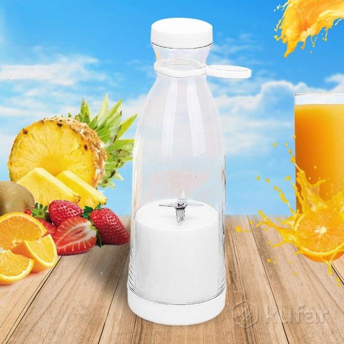 фото портативный ручной бутылка-блендер для смузи mini juiceа-578, 420 ml  белый 3