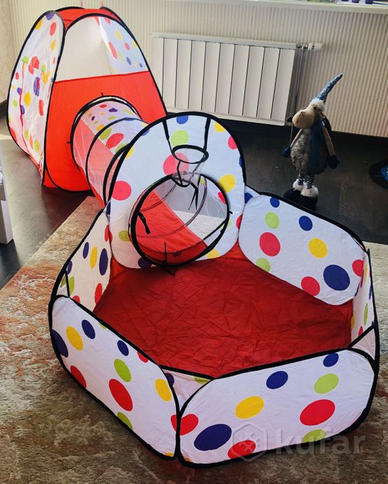 фото детская игровая палатка домик с бассейном и тоннелем (280 см общая длины) 1