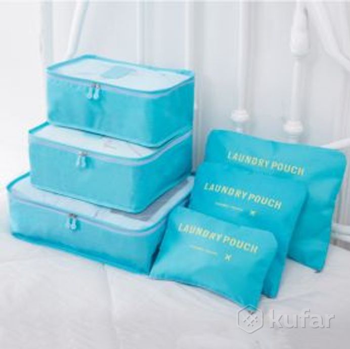фото набор дорожных органайзеров laun drypouch travel 6 штук разных размеров  голубая 0