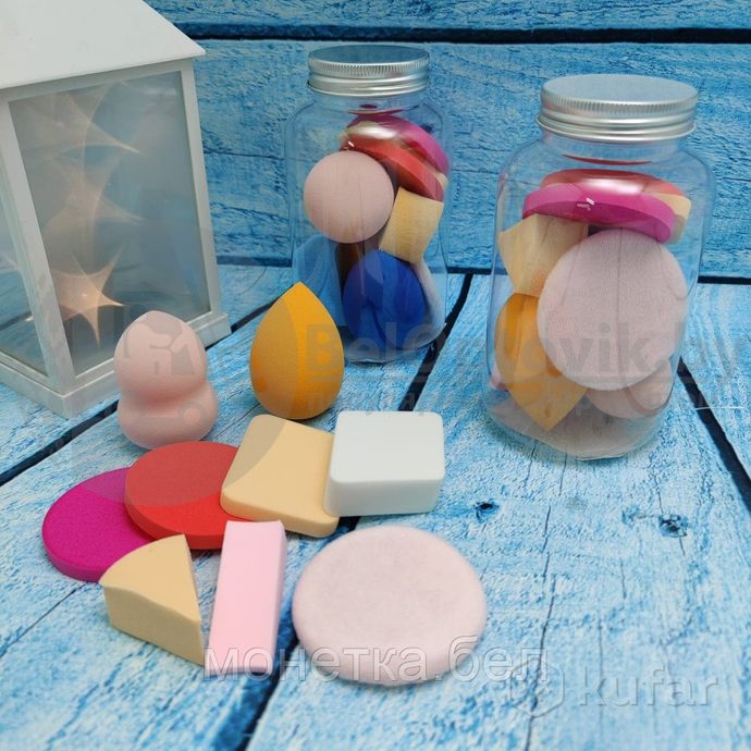 фото многофункциональный набор спонжей для макияжа в пластиковом боксе  (цвет микс), 9 штук. 7