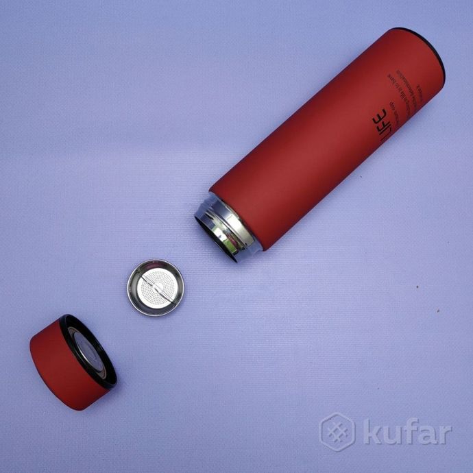фото термос - бутылка life vacuum cup с ситечком / матовый термос 500 мл. нержавеющая сталь красный 2