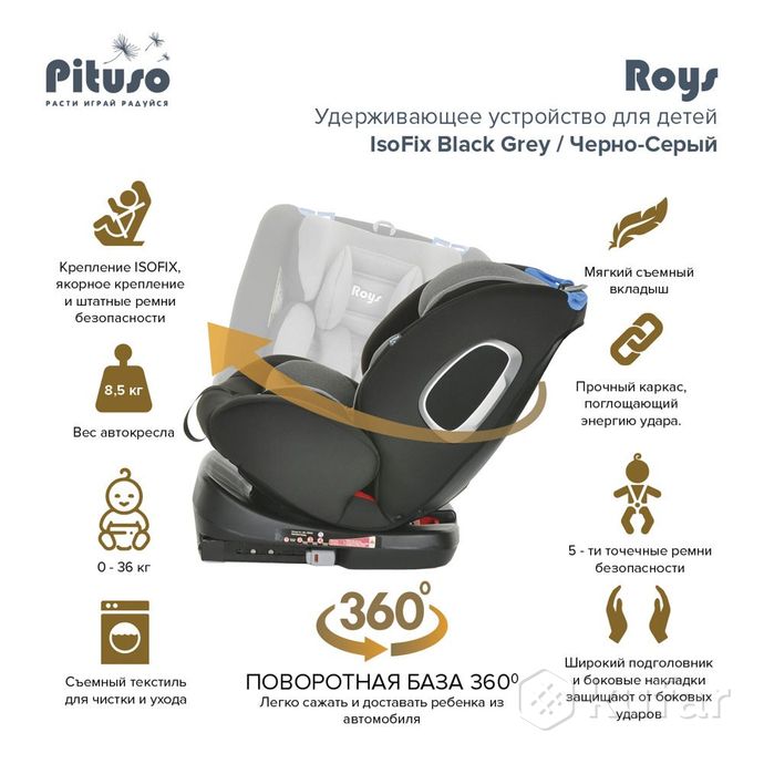 фото pituso удерживающее устройство для детей 0-36 кг yb102a roys + доставка 10