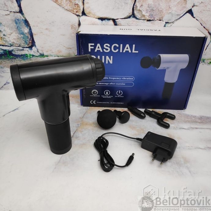 фото массажер мышечный (массажный ударный пистолет) fascial gun  черный кн-320 3
