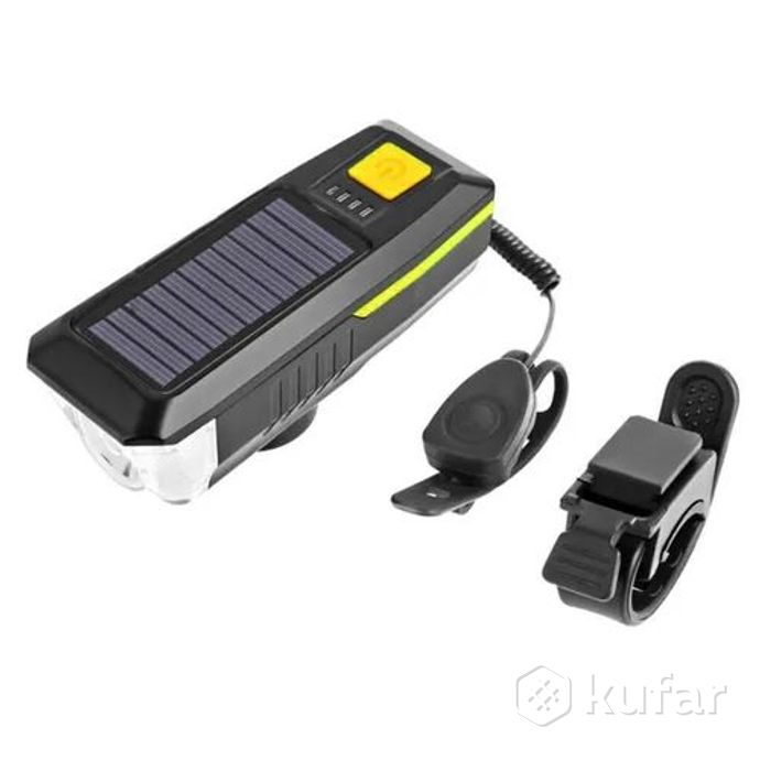 фото фонарь велосипедный передний (велофара), солнечная батарея, звонок, usb, светодиодный bz-791 12