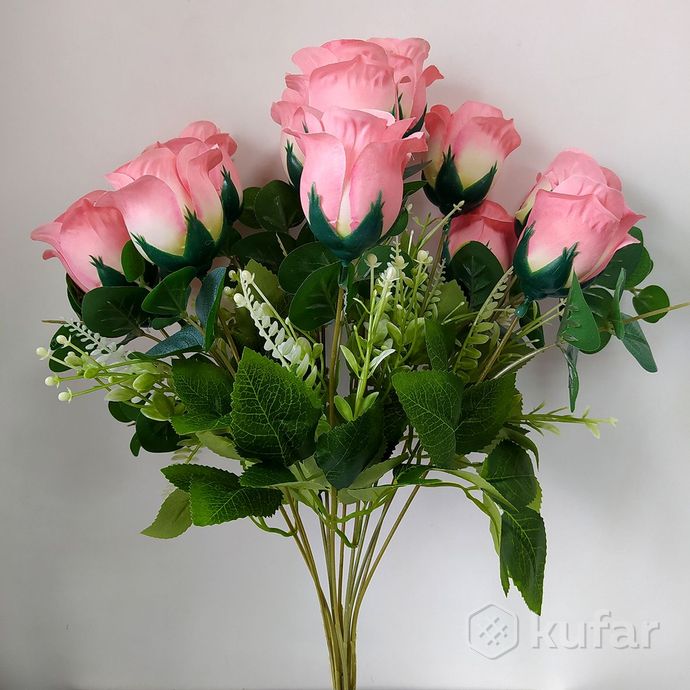 фото букет розы с эвкалиптом 12 голов 50 см 11