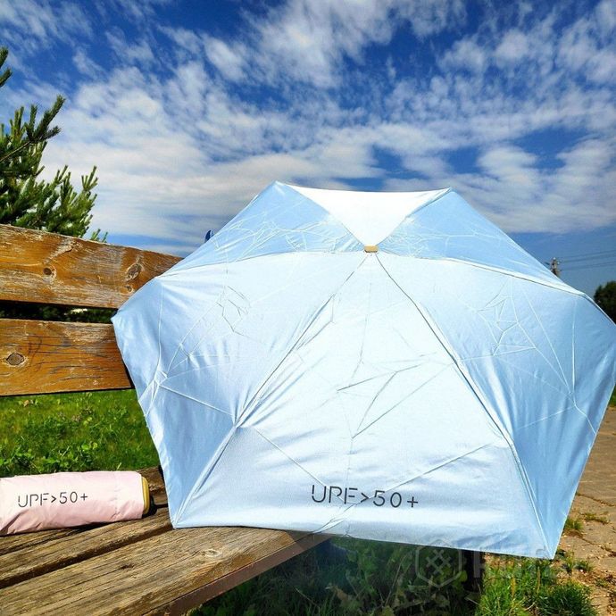 фото мини - зонт карманный полуавтомат, 2 сложения, купол 95 см, 6 спиц, upf 50 / защита от солнца и дожд 7