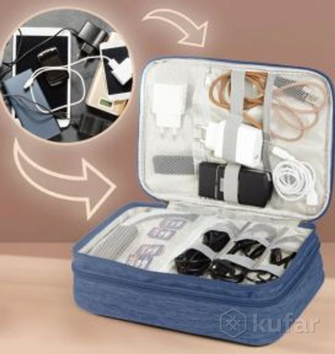 фото сумка - органайзер для хранения проводов, зарядных устройств, гаджетов и аксессуаров / дорожная сумк 0