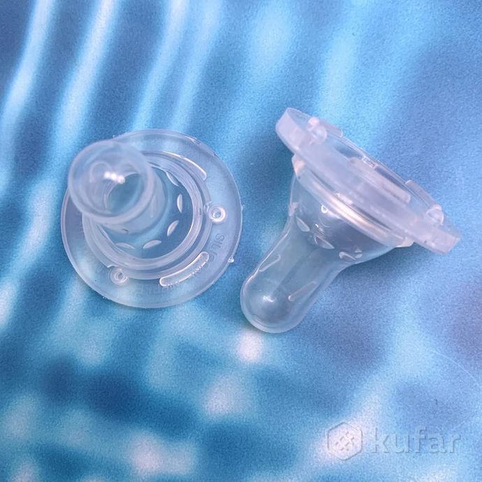 фото силиконовая соска (комплект 2 шт) baby flow узкое горло, с отверстием размера s (медленный поток), с 1