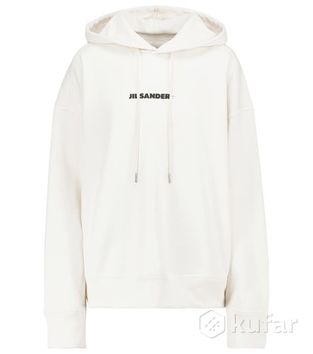 фото худи  jil sander logo cotton hoodie white 0
