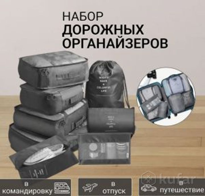 фото дорожный набор органайзеров для чемодана travel colorful life 7 в 1 (7 органайзеров разных размеров) 0