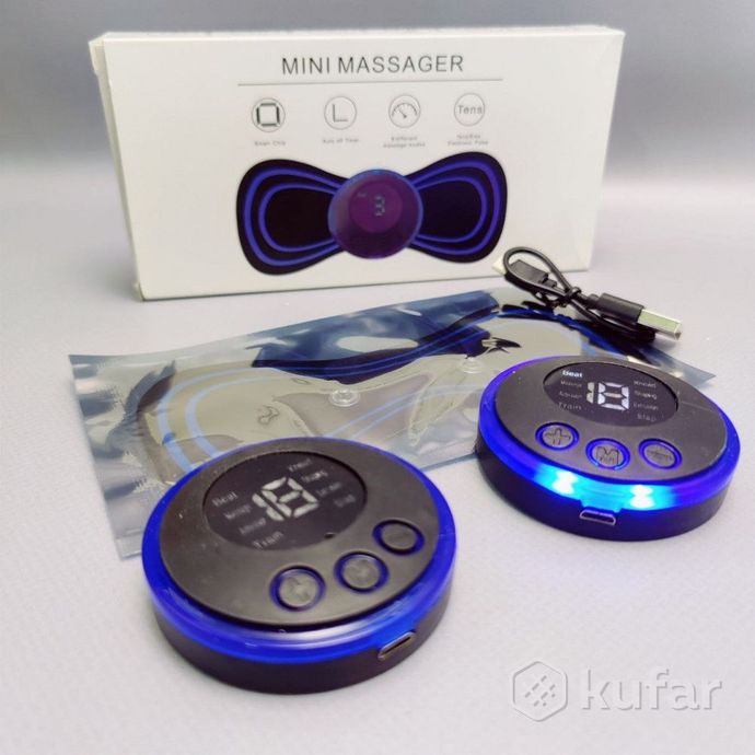 фото массажер миостимулятор - лимфодренажный электрический для тела mini massager ems (8 видов массажа, 1 2