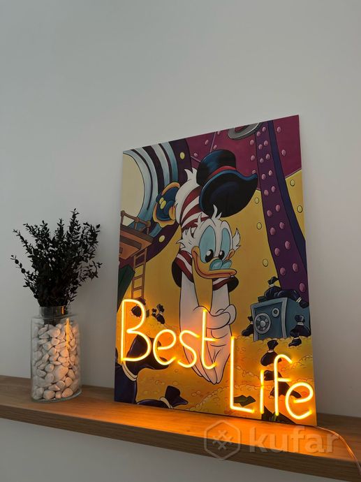 фото картина с неоном ''best life'', 70х50 см 1