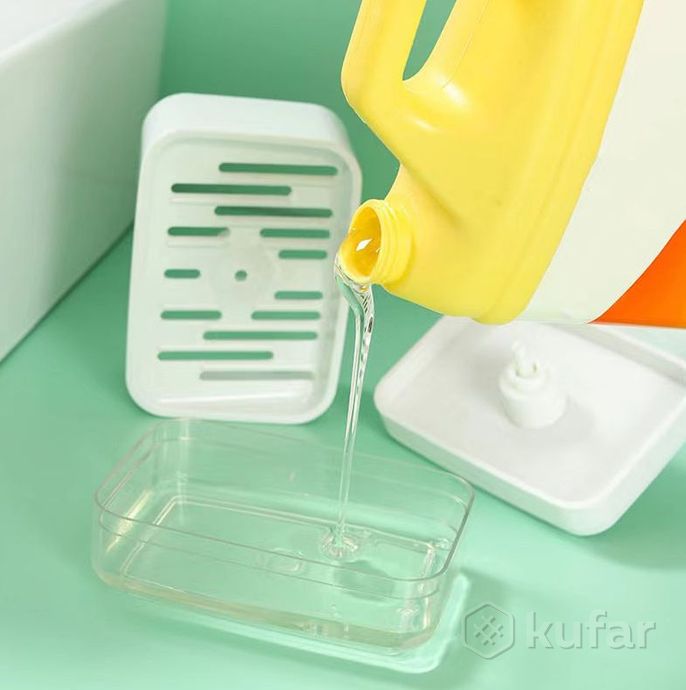 фото диспенсер для моющего средства и губки soap dispenser / дозатор на кухню с губкой 2в1 5