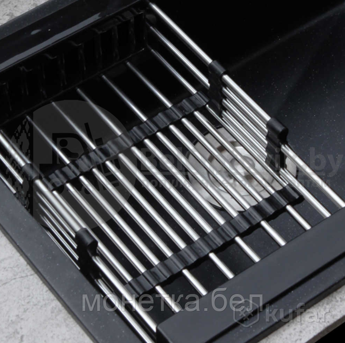 фото органайзер для кухни универсальный (дуршлаг сушилка) extendable dish drying, металл, пластик светло- 4