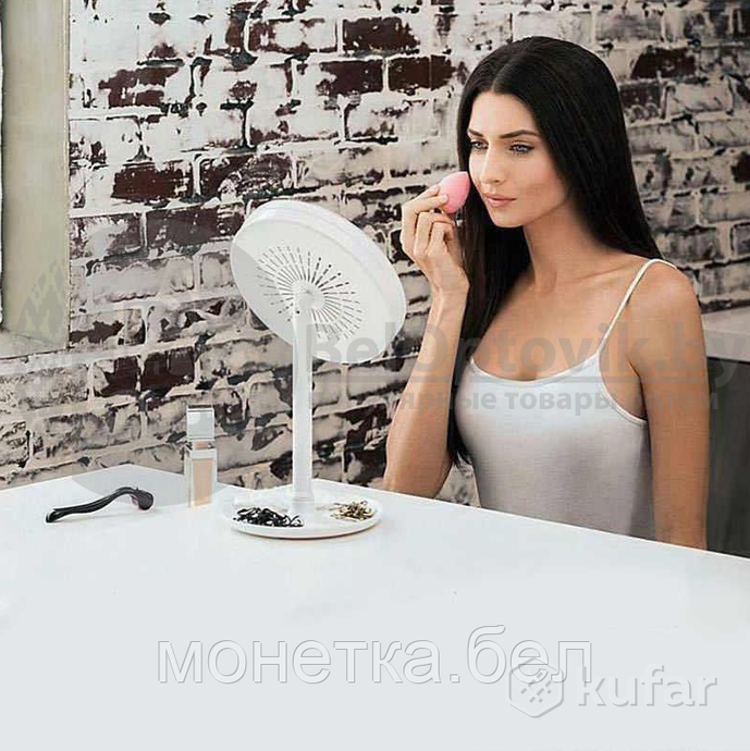 фото зеркало с подсветкой led fan mirror вентилятором/мини зеркалом 5-ти кратным увеличением (хлопай ресн 4