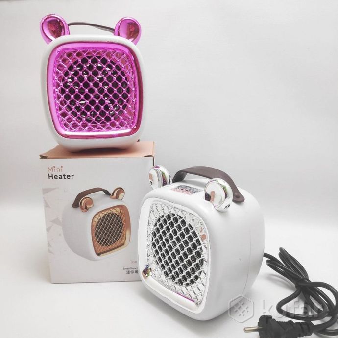 фото миниобогреватель портативный с ушками mini heater розовый 8