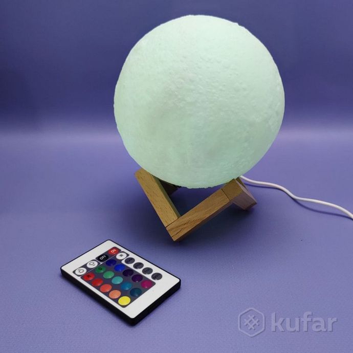 фото лампа  ночник moon lamp humidifier с пультом управления / луна объемная 6