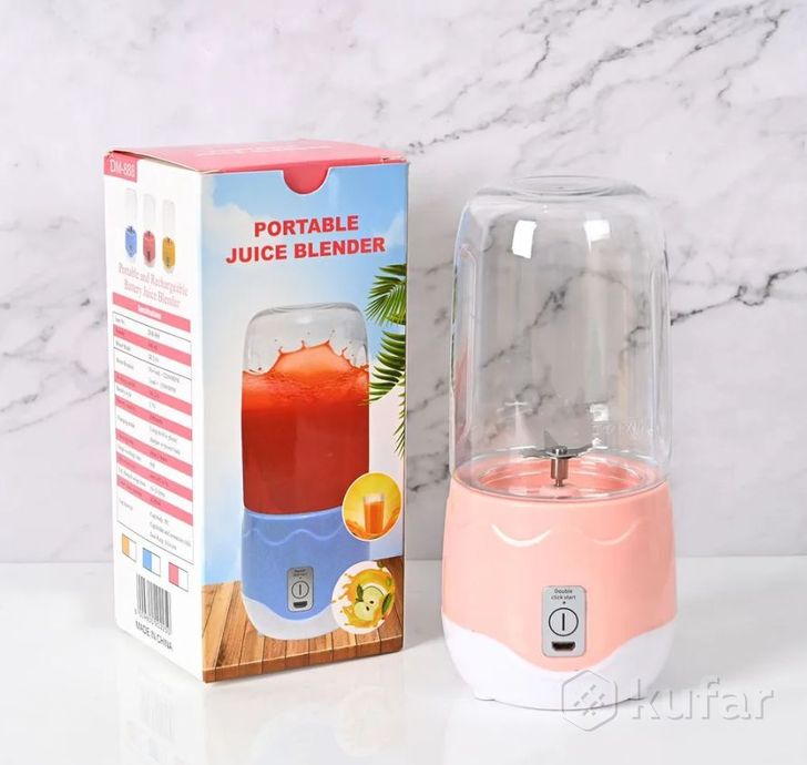 фото портативный мини блендер для смузи и коктейлей portable juice blender dm-888 ( емкость 400 ml) желты 2