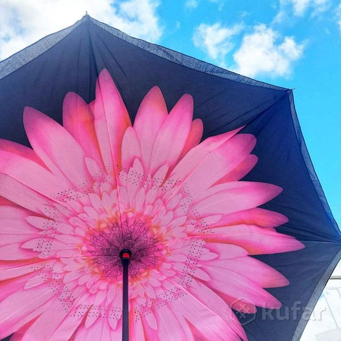 фото new зонт наоборот двухсторонний upbrella (антизонт) / умный зонт обратного сложения черная газета 2