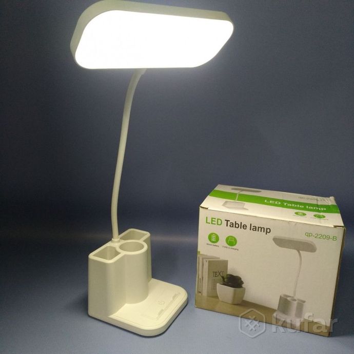 фото беспроводной светильник - лампа на гибком основании с органайзером и подставкой для смартфона / наст 1