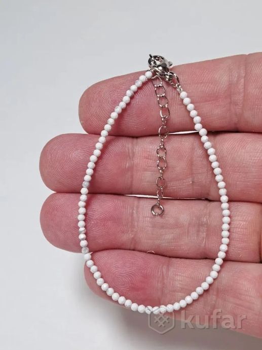 фото кахолонг-натуральный камень ожерелье-чокер браслет на руку и на ногу и кольцо 3