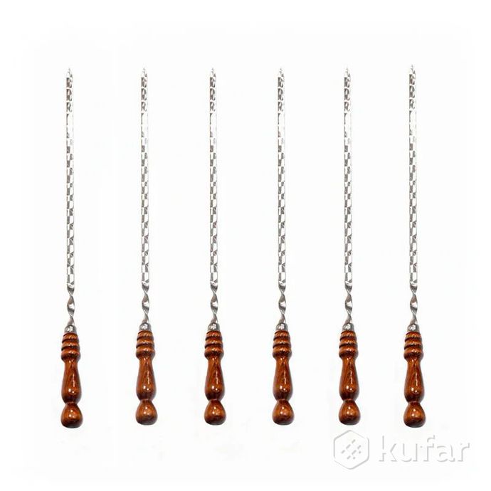 фото 5 кованых шампуров с деревянной ручкой (набор из 5 шт.) 8