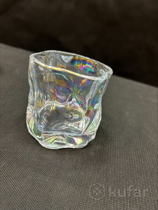 фото стаканы из цветного стекла (янтарный, разноцветный,матовый,с золотым краем) 5