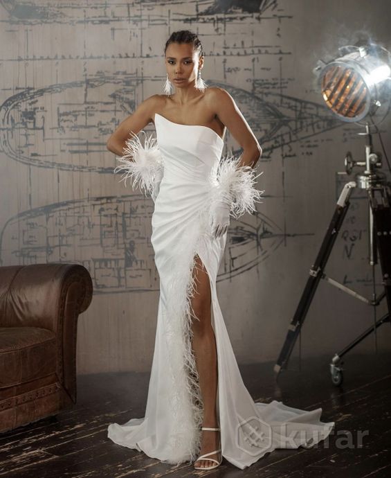 фото свадебное платье + перчатки + длинная фата 0