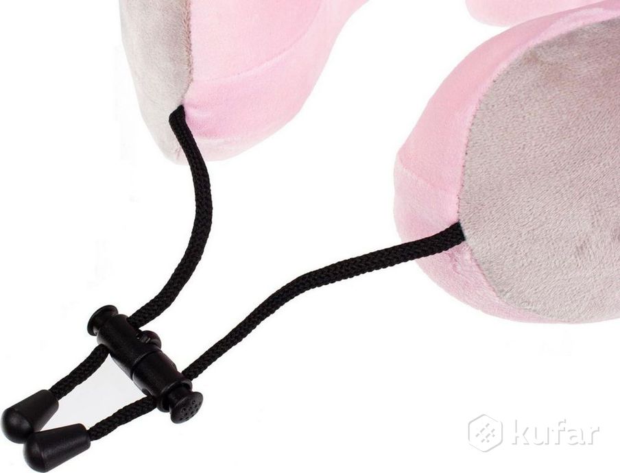 фото дорожная подушка-подголовник для шеи с завязками bradex kz 0559 серо-розовая 7