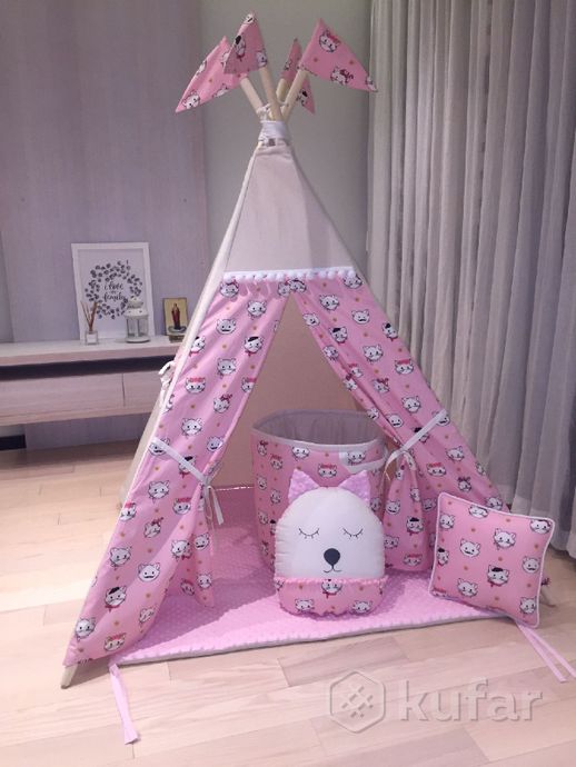 фото вигвам(палатка) детский «котики на розовом» 0