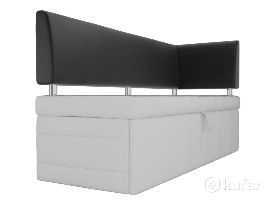 фото кухонный прямой диван стоун с правым углом белый/черный - лига диванов 4