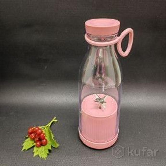 фото портативный ручной бутылка-блендер для смузи mini juiceа-578, 420 ml  розовый 0