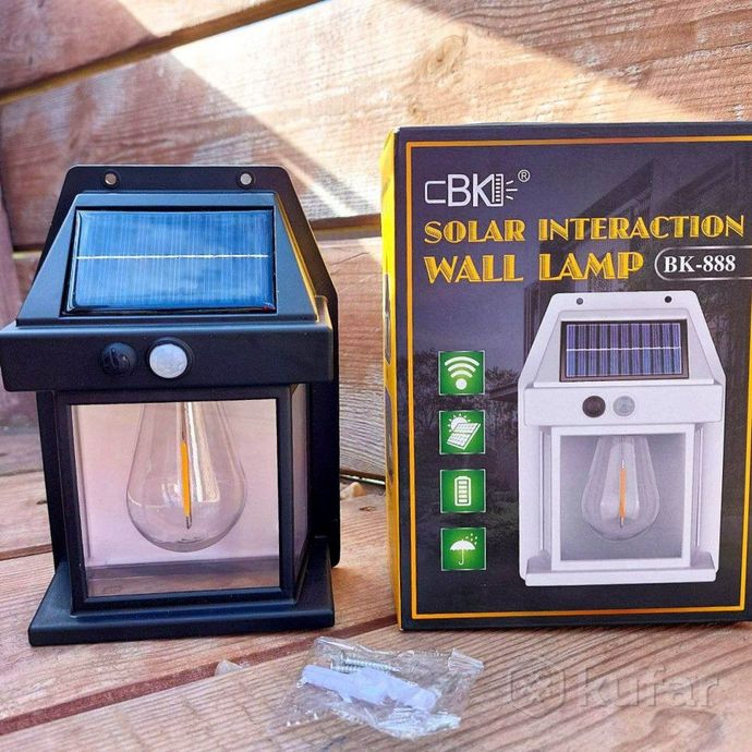 фото светодиодный уличный светильник на солнечных батареях led solar interaction wall lamp bk-888 1w с да 2