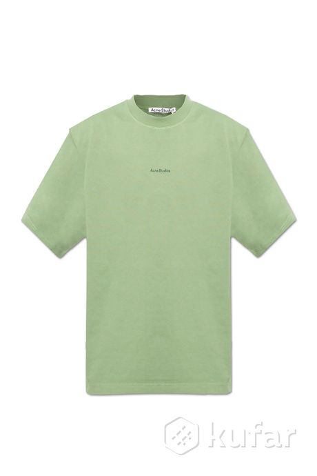 фото футболка acne studios logo cotton jersey t-shirt green 0