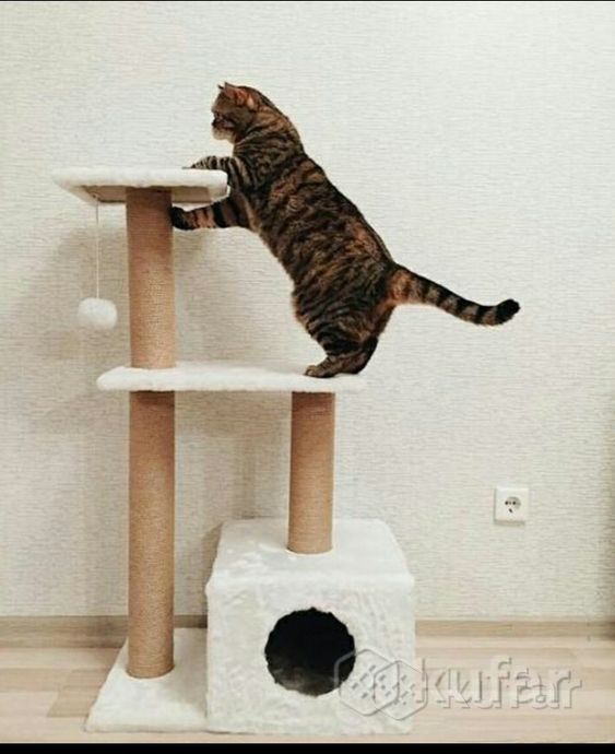фото дом для кошек с когтеточкой 3 уровня  8