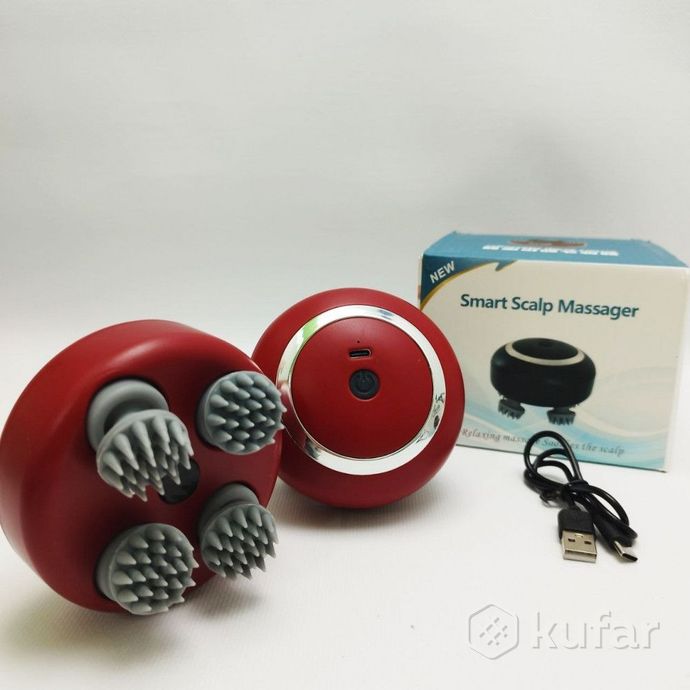 фото портативный 3d массажер для головы и тела smart scalp massager rt-802 (3 режима, usb зарядка, 600 ma 2