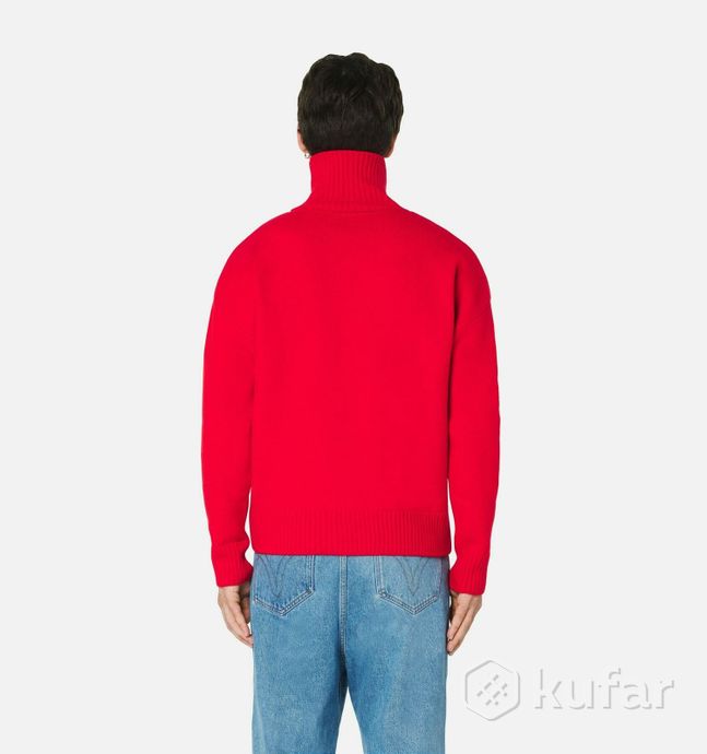 фото свитер ami paris ami de coeur lurex funnel neck sweater red 2