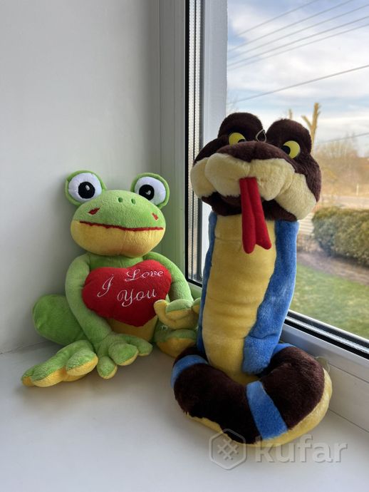 фото мягкие игрушки лягушка и змея. 0
