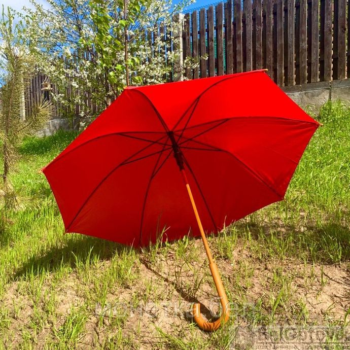 фото зонт-трость универсальный arwood полуавтоматический / деревянная ручка оранжевый 1